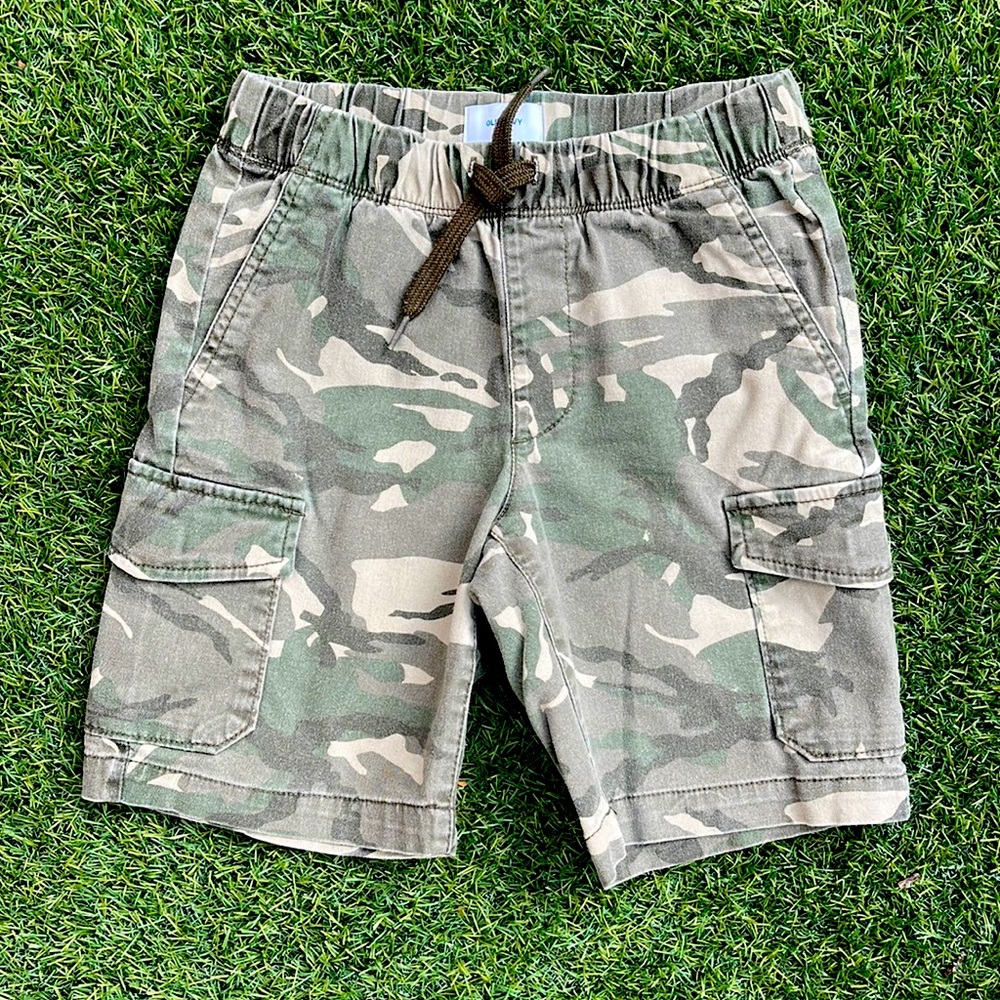 Boys Camo Drawstring Cargo Shorts